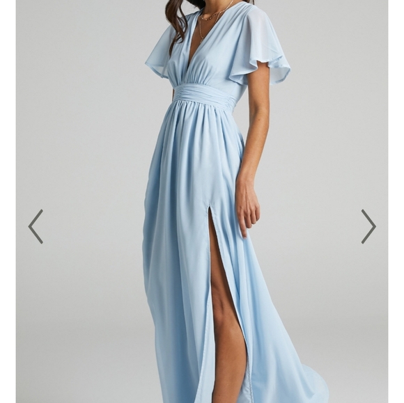Light Blue chiffon bridesmaid Maxi Dress by Showpo - Picture 1 of 5